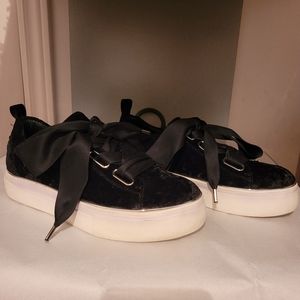 Wishbone Collection Eliza Black Velvet Platform Sneakers